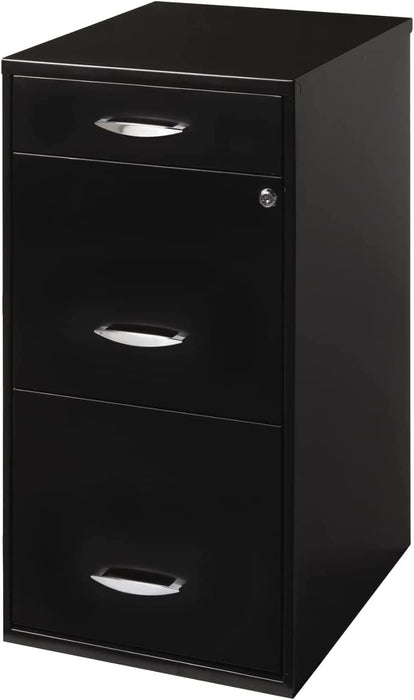 Black Steel 3-Drawer Lockable Filing Cabinet