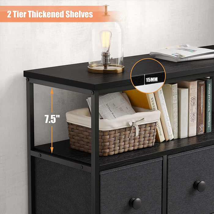 Black Grey Tall Dresser with Shelves for Bedroom & Nursery