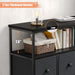 Black Grey Tall Dresser with Shelves for Bedroom & Nursery