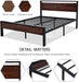 Full Size Metal Platform Bed Frame, Wooden Headboard & Footboard