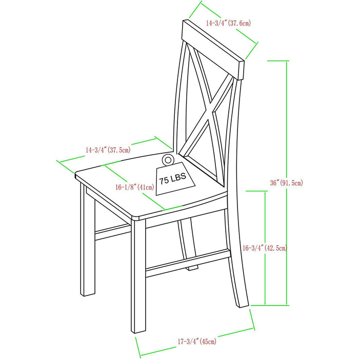 Navy Blue Farmhouse Table and X-Back Chair Dining Set