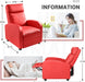 Recliner Chair, Padded Seat, Red, PU Leather