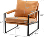 Stylish Camel Accent Chair with Metal Frame