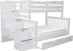 Stairway Bunk Beds Twin over Full with Trundle, White