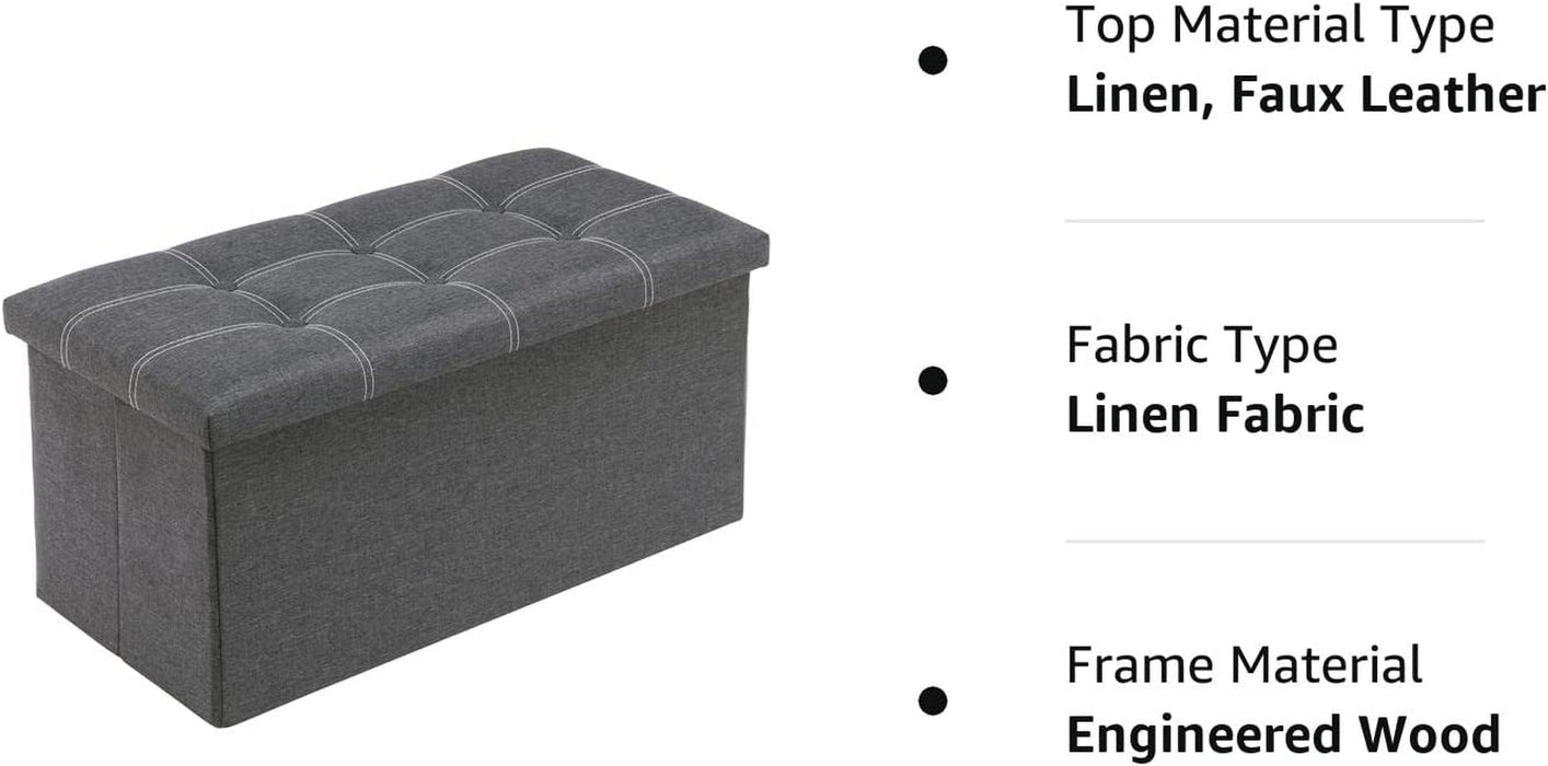 Grey Linen Ottoman Bench with 350Lbs Capacity