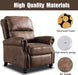 Pushback Recliner Chair, Leather, Rivet Decoration, Chocolate