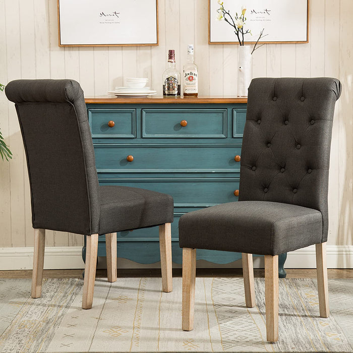 Charcoal Tufted Dining Chairs