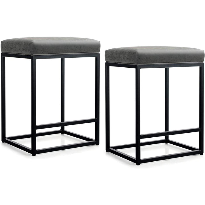 Backless Industrial Upholstered Barstools, Set of 2