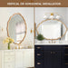 24 * 36 Inch Brushed Gold Oval Ripple Bathroom Mirror Wall Mounted Large Modern Countryside Suitable for Washroom, Bedroom, Living Room, Entryway