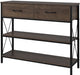Vintage Industrial Sofa Table with Drawers and Shelves