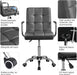 Grey Leather Office Chair with Armrests and Wheels