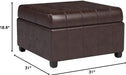 Marbled Brown Leather Ottoman with Storage