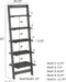 Gray Wooden 5-Tier Ladder Bookshelf for Home Décor