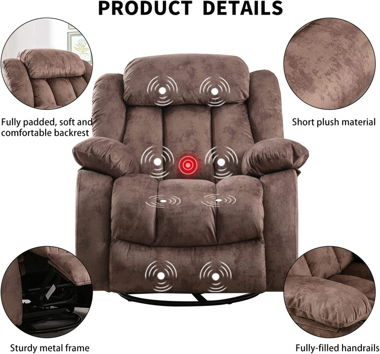 Massage Swivel Rocker Recliner with Heat and Vibration