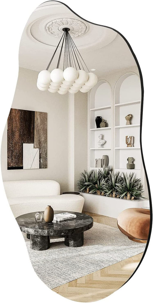 Asymmetrical Wall Mounted Mirror, Wavy Mirror, Irregular Shaped for Living Room, Bedroom, Entryway, 19.7" X33.5“