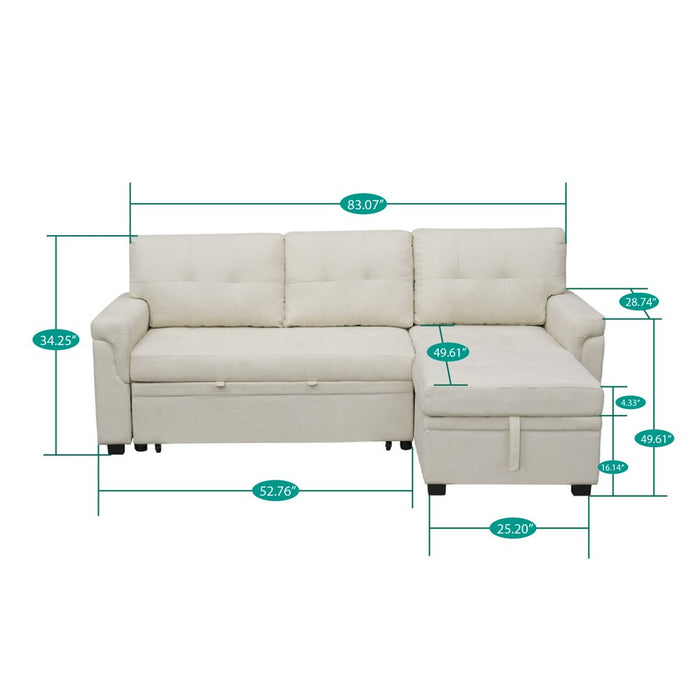 L-Shaped Velvet Sleeper Sectional with Storage