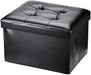 Compact Black Ottoman with Foldable Storage