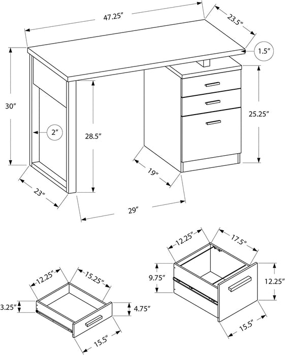 Modern White Laminate Computer Desk with Drawers