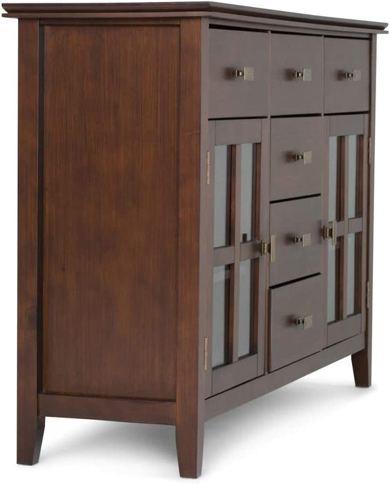 Contemporary Russet Brown Pine Wood Sideboard Buffet