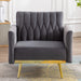 Grey Velvet Accent Chair with Ottoman and Armrests