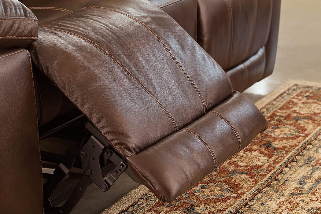 Brown Leather Power Reclining Sofa