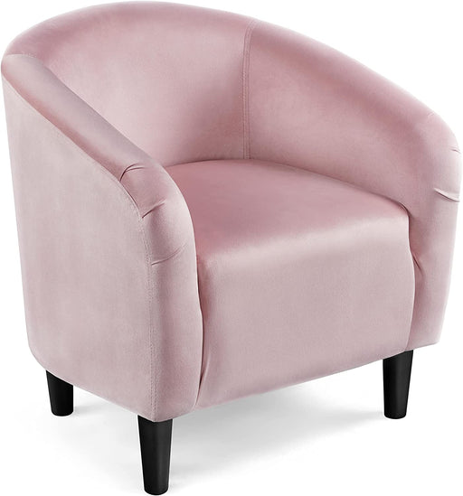 Pink Velvet Club Chair with Armrests