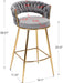 Gray Velvet Woven Backrest Barstool Set of 2