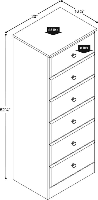 Astrid 6-Drawer Tall Black Chest for Bedroom