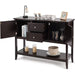 Coffee Brown Wood Buffet Server with Cabinets