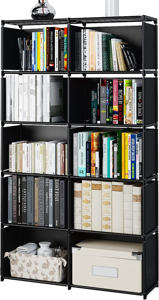 Double Row Vertical Bookshelf with 10 Grids