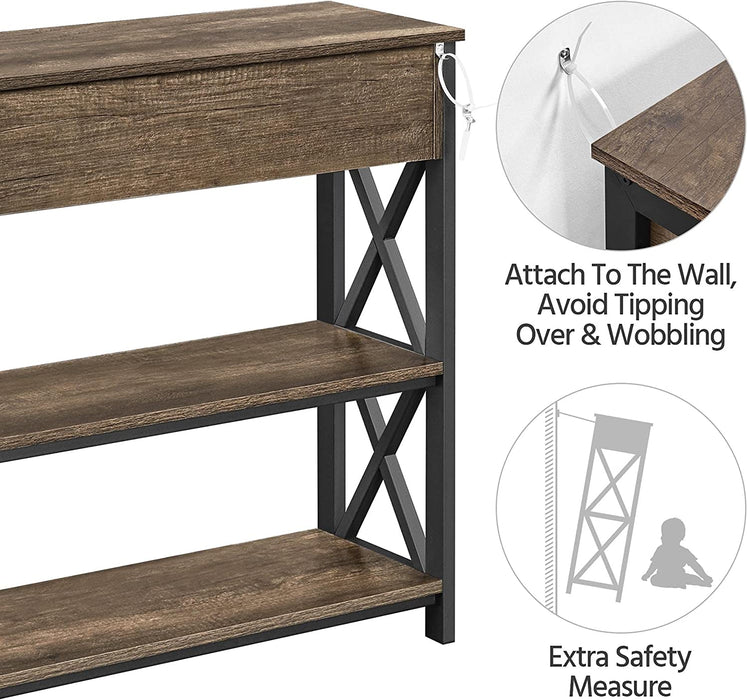 Industrial Console Table with X-Shaped Design