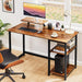 Compact Desk with Monitor Stand and Storage Shelves