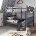 Full over Full Bunk Bed W/ USB Port, Gray