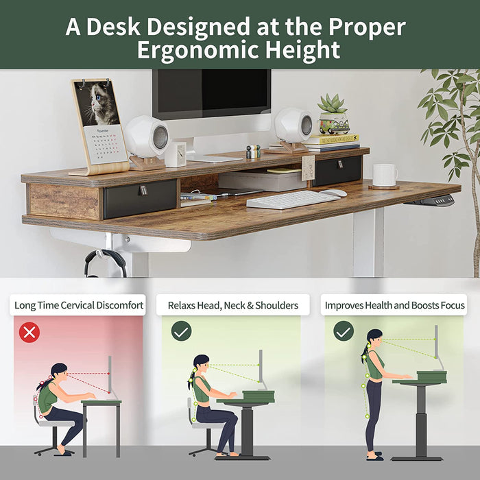 Electric Sit Stand Desk with Storage Drawers