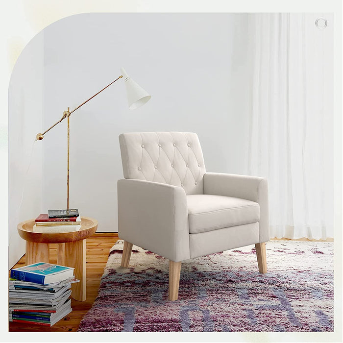 Modern Beige Accent Armchair for Living Room