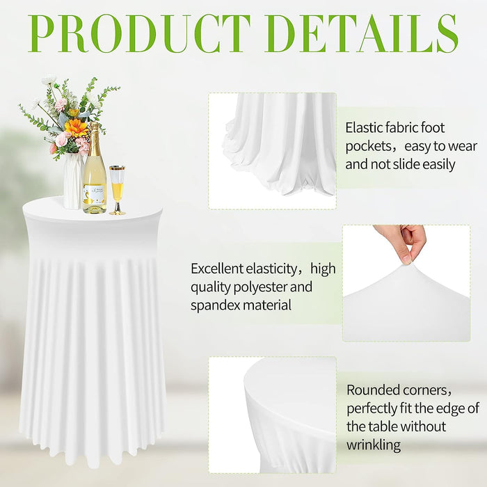 4 Pack Spandex Cocktail Tablecloths (White, 32 X 43″)