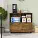 Walnut Mobile File Cabinet with Open Shelves