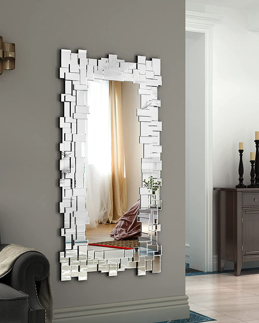 Decorative Rectangle Wall Mirror - Gorgeous Full Length Frameless Mirrors for Bedroom,Bathroom, Living Room 47" X 25"