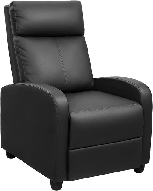 Black PU Leather Recliner Sofa with Thick Cushion