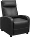 Black PU Leather Recliner Sofa with Thick Cushion