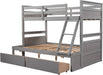 Twin over Full Wooden Bunk Bed W/ Storage, Grey