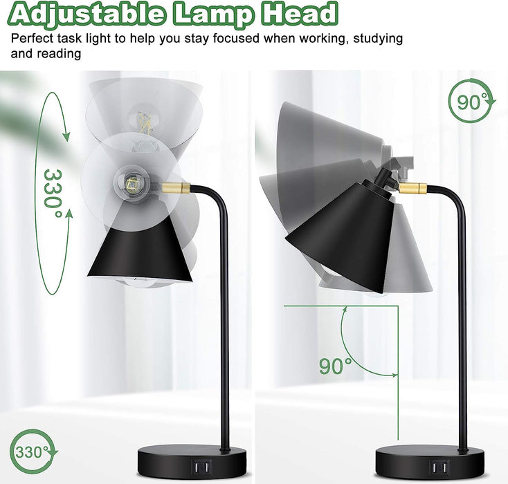 Industrial Touch Control Desk Lamp with USB Ports