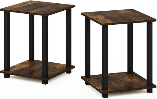 Simplistic Amber Pine/Black End Tables Set of 2