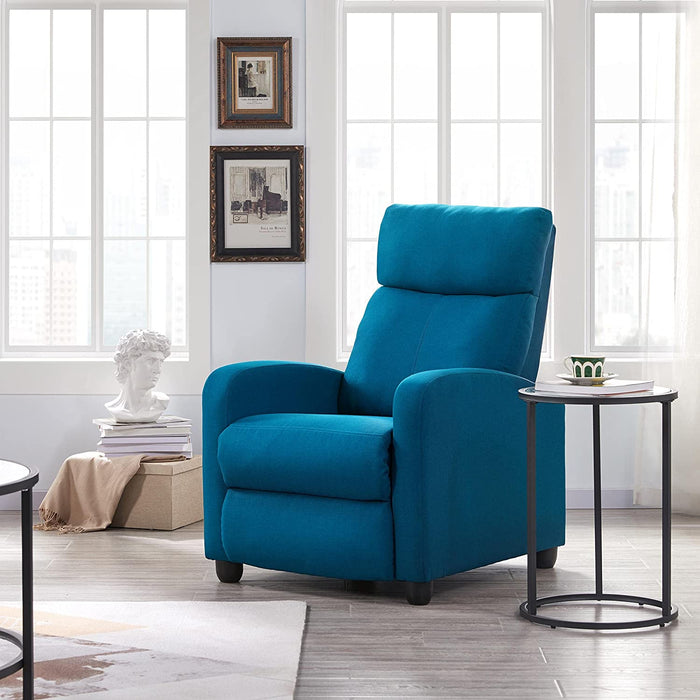 Fabric Pushback Recliner Chair, Blue