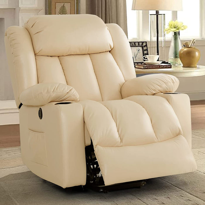 Beige Power Lift Recliner with Heat & Massage