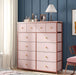 Pink 12-Drawer Dresser for Girls Bedroom