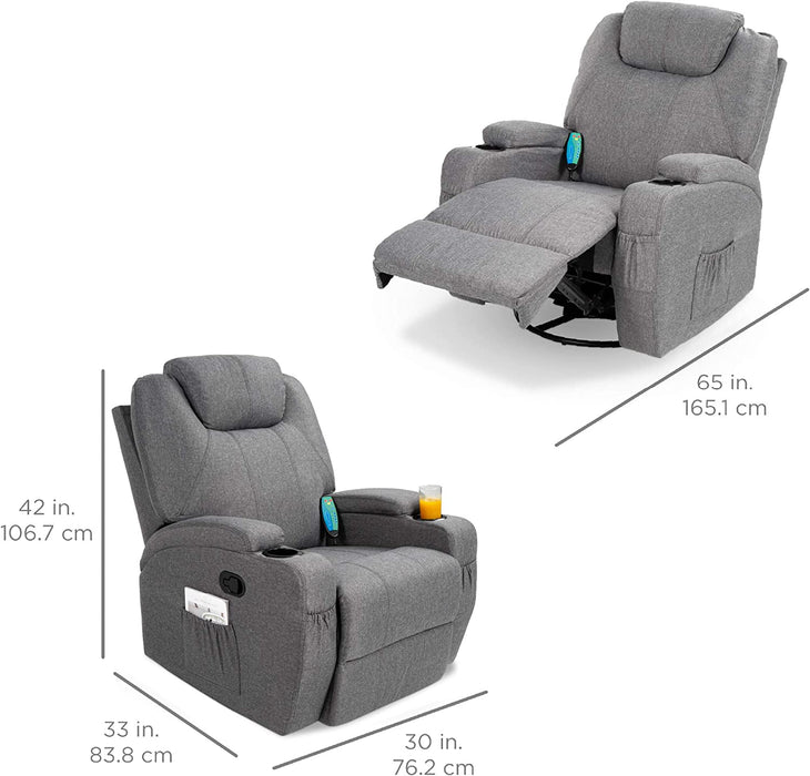 Executive Electric Massage Recliner Chair (Gray)