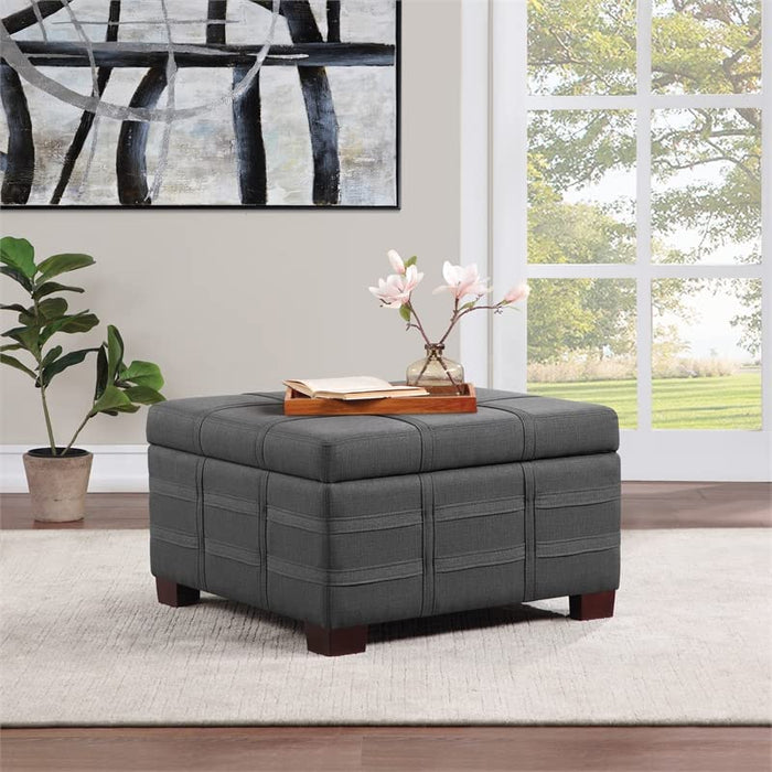 Charcoal Ottoman with Tray and Wood Legs