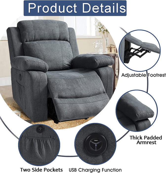 Linen Power Lift Recliner with Massage & Heat