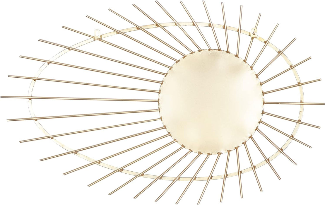 Metal round Wall Mirror, 22" X 1" X 34", Gold